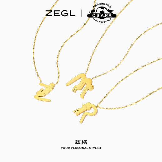 ZEGL×中国小动物保护协会猫咪字母项链女夏小众设计感个性锁骨链 商品图3
