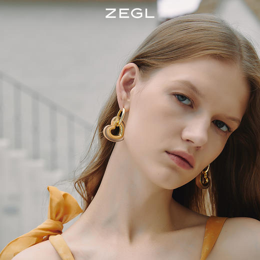 ZEGL设计师简约爱心耳圈耳环女复古个性耳扣耳钉心形耳坠网红耳饰 商品图0