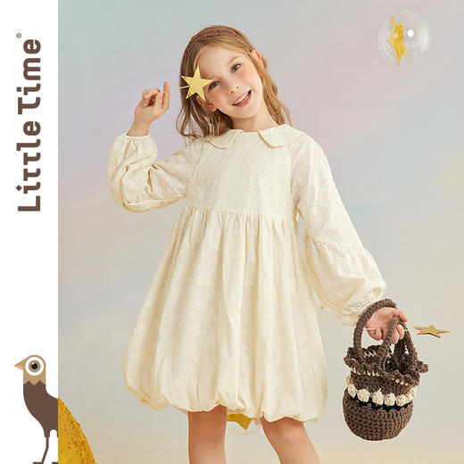 littletime女童绣花连衣裙秋装2021新款法式长袖春秋儿童公主裙子 商品图0
