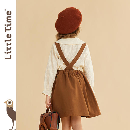 littletime女童背心裙贝壳边2021秋季新款复古可拆两穿儿童背带裙 商品图3