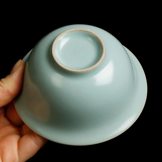 汝窑天地三才盖碗茶杯单个天青色纯手工泡茶碗中式碗盖茶具敬茶碗 商品图1