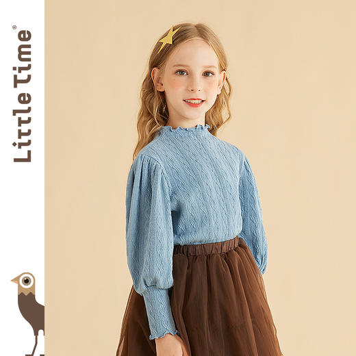 littletime女童长袖打底衫春秋季纯色新款韩版针织衫儿童t恤 商品图1