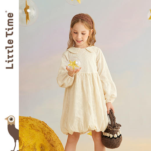 littletime女童绣花连衣裙秋装2021新款法式长袖春秋儿童公主裙子 商品图1