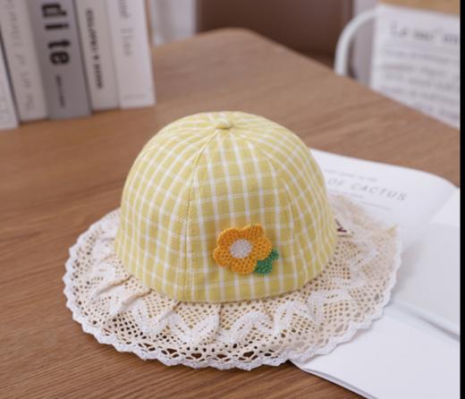 【母婴 】宝宝婴儿帽子春季薄款男童女童渔夫帽遮阳防晒花边格子太阳花盆帽 商品图6