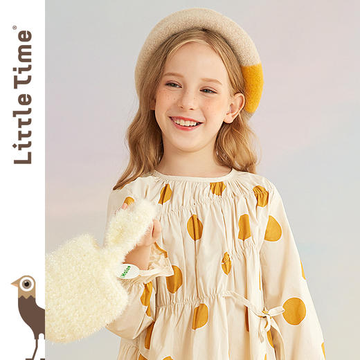 littletime女童连衣裙秋装新款韩版纯棉春秋长袖儿童波点裙子 商品图3