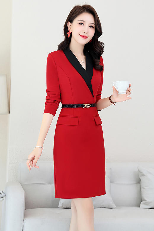 WZNH-BLKE2132时尚简约气质收腰显瘦百搭连衣裙 商品图5