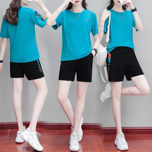 TR-CXJ8826 运动服套装女夏季薄款2021时尚宽松纯棉休闲装洋气减龄短袖两件套 商品图2
