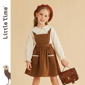 littletime女童背心裙贝壳边2021秋季新款复古可拆两穿儿童背带裙