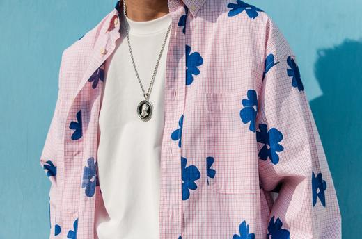 B11932140蓝花格纹长袖衬衫 商品图1