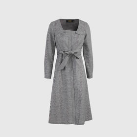 可拆卸两穿方领复古连衣裙（附腰带）