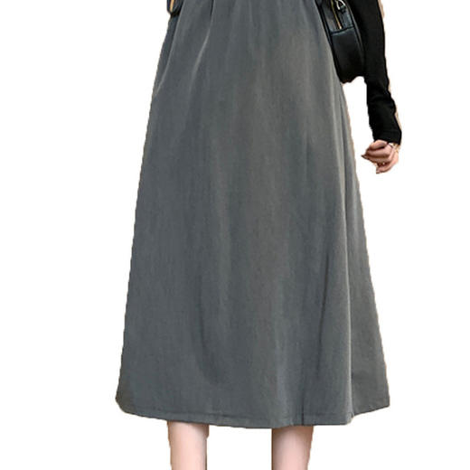 【服饰鞋包】中高腰裙子韩版学院中长款设计感灰色a字半身裙 商品图4