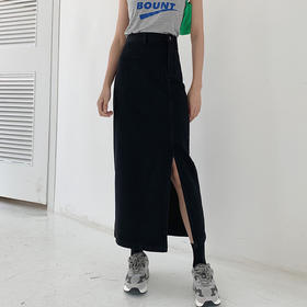 【服饰鞋包】牛仔半身裙女新款开叉高腰a字显瘦小个子中长款包臀长裙