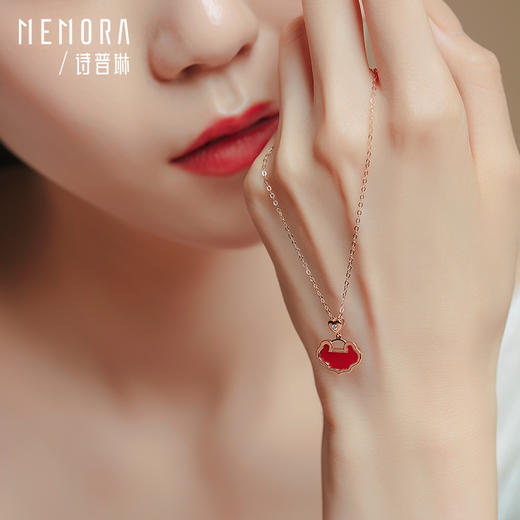 【一口价】诗普琳七夕专款如意系列玫瑰色18K金钻石称“心”如意套链KN297901 商品图6