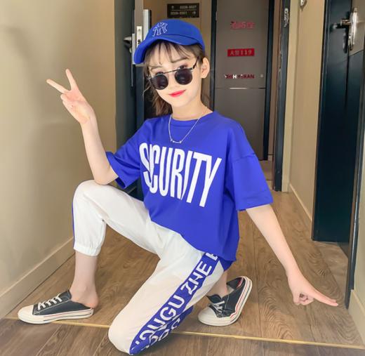 【儿童套装】童装女童短袖T恤运动套装中大童夏季夏装7分裤两件 商品图3