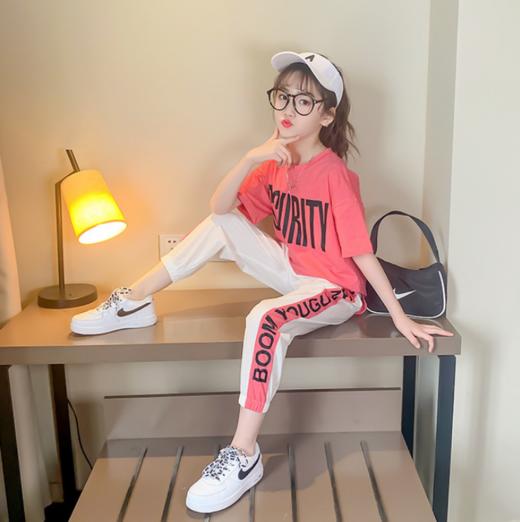 【儿童套装】童装女童短袖T恤运动套装中大童夏季夏装7分裤两件 商品图2