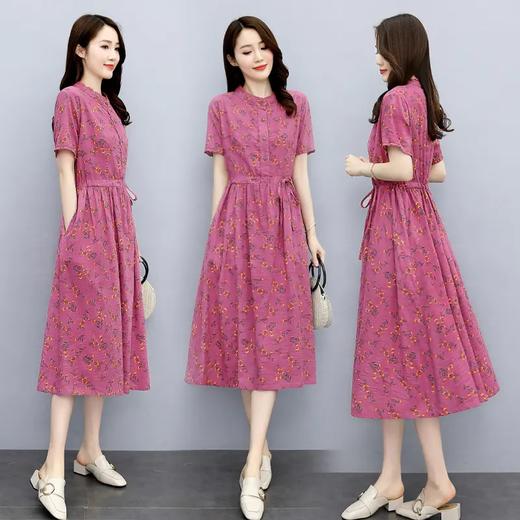 WZNH-NYMYZ2111夏季潮流舒适简约时尚中长款圆领碎花连衣裙 商品图0