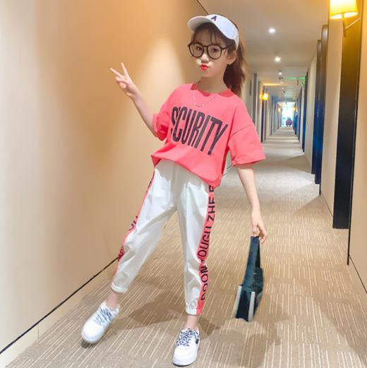 【儿童套装】童装女童短袖T恤运动套装中大童夏季夏装7分裤两件 商品图0
