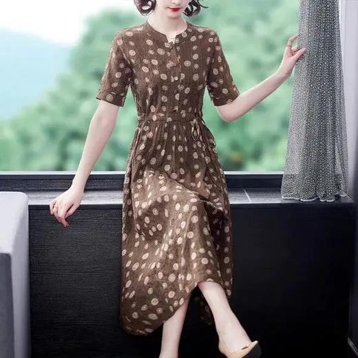 JXG-棉麻连衣裙女装2021年新款夏装宽松洋气减龄收腰显瘦亚麻碎花裙子 商品图1