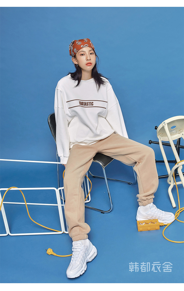 韩都衣舍卫衣女春秋2021秋季新款宽松韩版慵懒风连帽上衣女潮ins