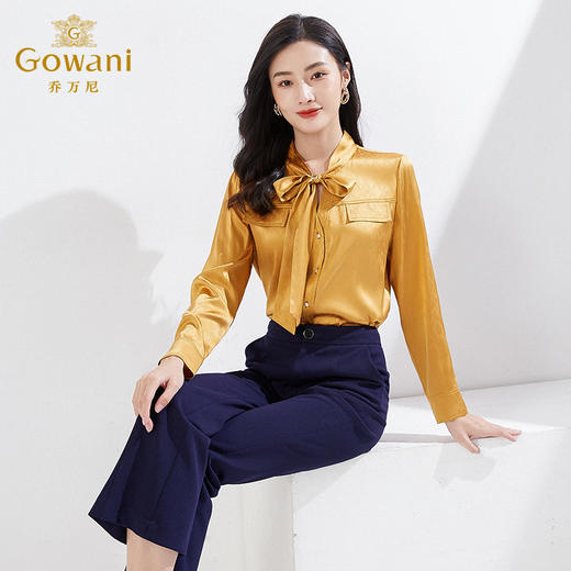 乔万尼长袖真丝衬衫商场早春新品桑蚕丝通勤休闲EI3C108 商品图3