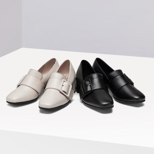 2楼ecco女鞋ECCO爱步乐福鞋 2021新款粗跟单鞋正装小皮鞋奶油鞋 型塑290663 商品图0