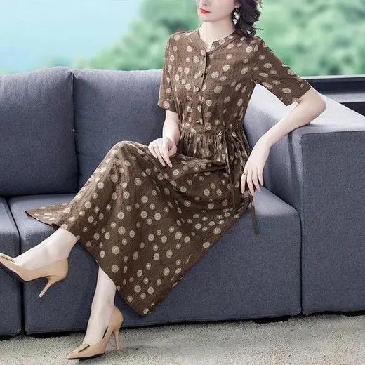 JXG-棉麻连衣裙女装2021年新款夏装宽松洋气减龄收腰显瘦亚麻碎花裙子 商品图5