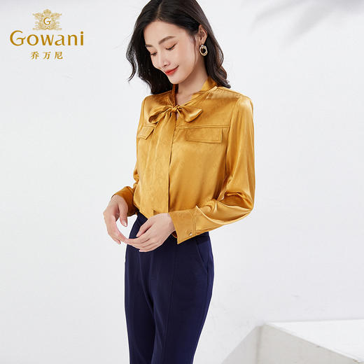 乔万尼长袖真丝衬衫商场早春新品桑蚕丝通勤休闲EI3C108 商品图2