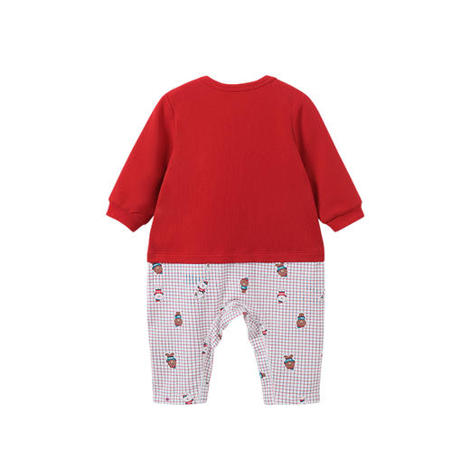 英氏婴儿居家连体衣 男女宝春秋新款大红色爬服YZJAJ31006A 商品图1