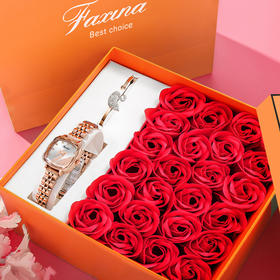 七夕女表方形手表女天鹅礼盒钢带手表