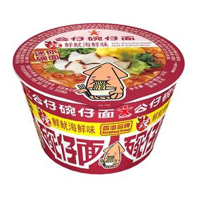 公仔辣鲜鱿海鲜碗面34g/桶