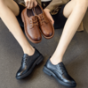 【服饰鞋包】秋季真系带软底中跟小牛皮英伦风文艺单鞋 商品缩略图1