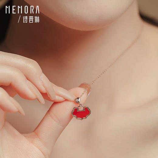 【一口价】诗普琳七夕专款如意系列玫瑰色18K金钻石称“心”如意套链KN297901 商品图7