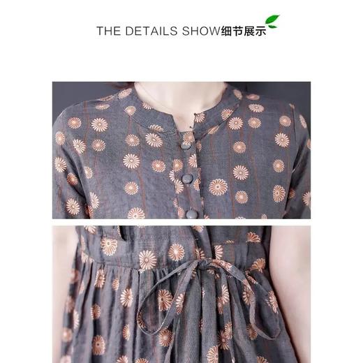 JXG-棉麻连衣裙女装2021年新款夏装宽松洋气减龄收腰显瘦亚麻碎花裙子 商品图4