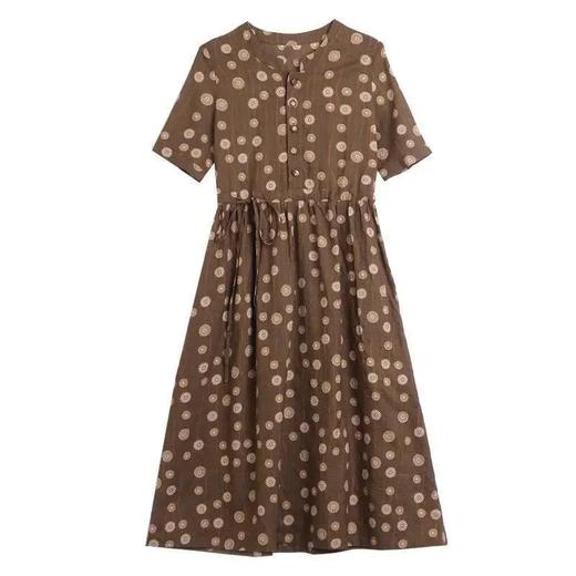 JXG-棉麻连衣裙女装2021年新款夏装宽松洋气减龄收腰显瘦亚麻碎花裙子 商品图6