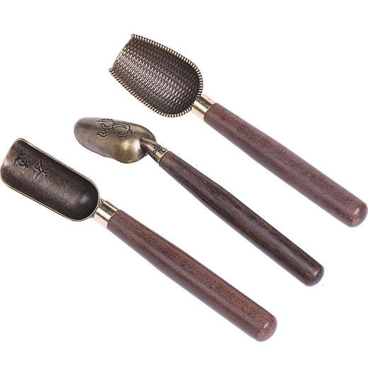 黑檀木合金茶匙茶勺禅意木把茶铲取茶叶勺子家用茶杯夹子茶道配件 商品图0