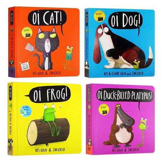 【新书·宝莉爹书单0-5岁】 Oi Frog Dog Cat Platypus 噢 青蛙 狗 猫 鸭嘴兽 趣味故事绘本4册套装 亲子共读 韵律启蒙纸板书 睡前英语阅读书籍 商品图1