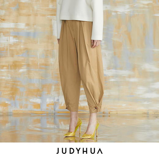 JUDYHUA 脚口抽绳设计锥形裤 商品图1