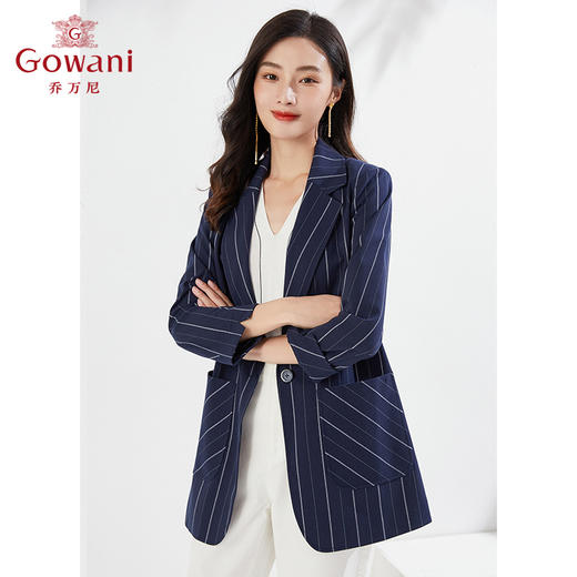 乔万尼早春新款西装外套立体剪裁气质条纹EI3B255 商品图1