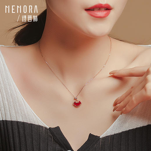 【一口价】诗普琳七夕专款如意系列玫瑰色18K金钻石称“心”如意套链KN297901 商品图8