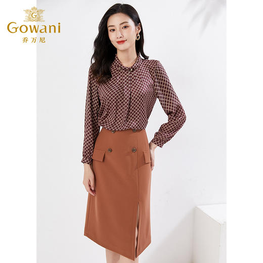 乔万尼长袖衬衫气质立领上衣抽褶设计衬衣EI3C115 商品图3