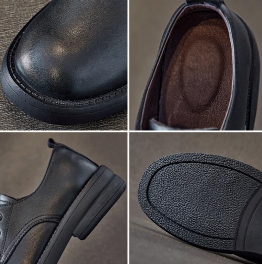 【服饰鞋包】秋季真系带软底中跟小牛皮英伦风文艺单鞋 商品图3