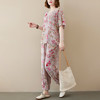 AHM ypyz8014 2021夏季新款花色洋气中老年短袖长裤宽松两件套t 恤+束脚防蚊裤 商品缩略图3