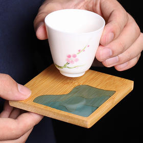 竹制杯垫简约中国风竹茶托家用功夫茶杯隔热杯托垫子茶道配件