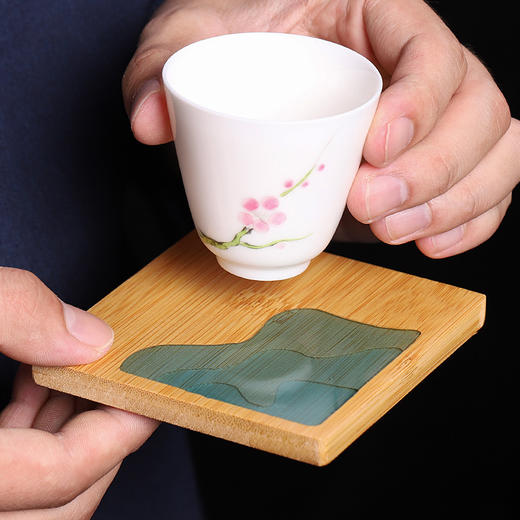 竹制杯垫简约中国风竹茶托家用功夫茶杯隔热杯托垫子茶道配件 商品图0