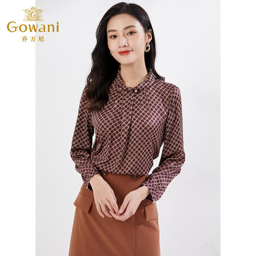 乔万尼长袖衬衫气质立领上衣抽褶设计衬衣EI3C115 商品图2