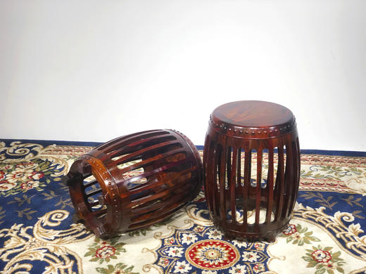 红桥红  家具严选  大红酸枝（交趾黄檀）【 48 木面 直棂式鼓凳】 商品图3