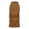 【服饰鞋包】欧美开叉针织修身半身裙时尚抽褶系带性感包臀长裙 商品缩略图5