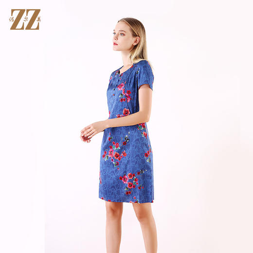 佐尔美2021夏季新款国风圆领桑蚕丝连衣裙E92LS42 商品图1