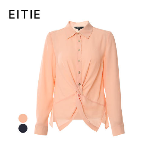EITIE爱特爱新款时尚设计感褶皱收腰显瘦百搭通勤衬衫女B2109702 商品图10