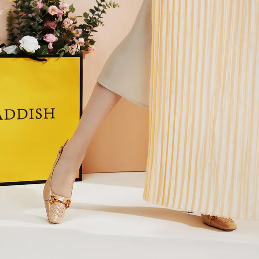 西村名物2021年夏季新款包头凉鞋时装凉鞋高跟后空方头编织女凉鞋T21AH15641 商品图2